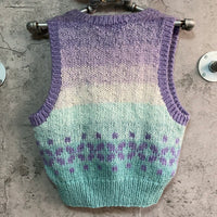 blue purple gradation colored knit vest