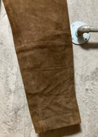 real leather tapered pants echtes leder brown beige