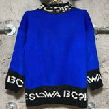 china style high-necked knit blue black