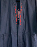 chinese robe coat embroidered kanji navy red