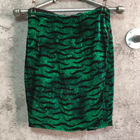 Gianni Versace velvet skirt zebra tiger pattern green black