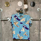 Sumo patterned short sleeves shirt blue