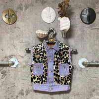 leopard purple denim vest