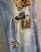 leopard ripped jeans rna denim brown beige yellow