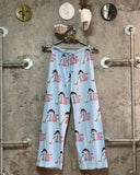 doodle pajama low-rise pants blue