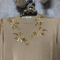 bijou embroidered knit top Acne Studios flower gold