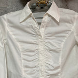 front gather white shirt