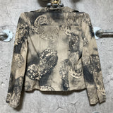 paisley hokusai wave printed jacket beige gray