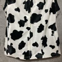 cow pattern vest fake fur white black
