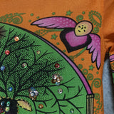 bijou embroidered see-through tops Christmas Santa Angel orange