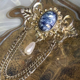 marble blue stone collar brooch pin