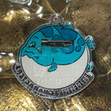 blue fish character brooch
