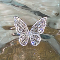 silver butterfly ring bijou rhinestone
