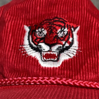 tiger embroidered cap red