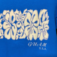 hibiscus print blue T shirt