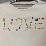 LOVE beaded embroidery T shirt y2k