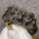 plaid patterned flight cap faux fur brown