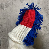 weird fringe knit hat