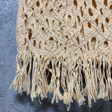 fringed knit vest beige
