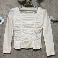 white pleated blouse 1/2 un-demi
