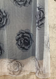 rose print gray tulle dress