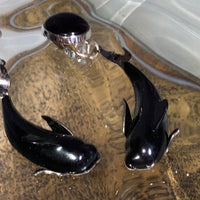 black dolphin earrings