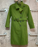 high neck green wool long coat