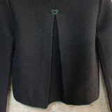 heart button x embroidery black cardigan