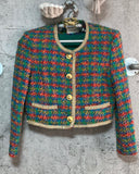 wool tweed colorful skirt suit two piece set