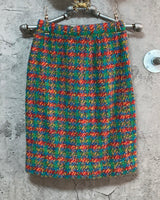 wool tweed colorful skirt suit two piece set