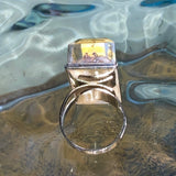 resin ring with flower square