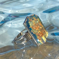 resin ring with flower square