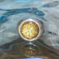 glitter yellow ring silver
