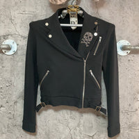 leather jacket style zip up jersey