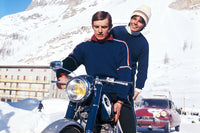 elbow padded ski racing knit sweater blue Pull Dolomiten