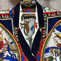 zodiac patterned short sleeve jacket navy