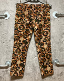 camouflage rose print cropped pants brown