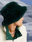 khaki green fake fur bucket hat
